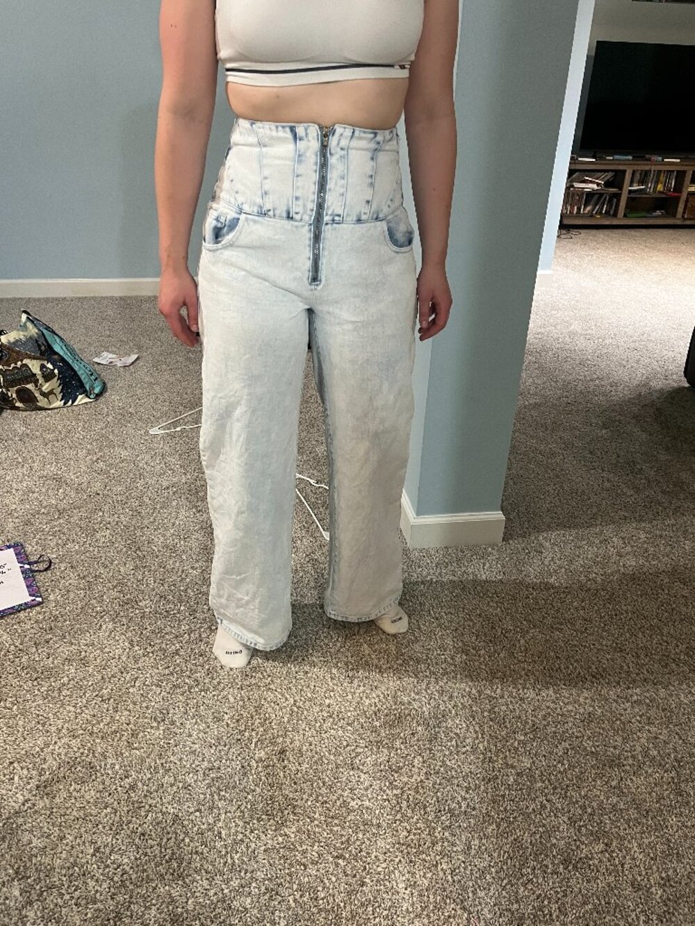 PLT Ultra High-Rise Corset Waist Wide Leg Y2K Jeans Size 6
